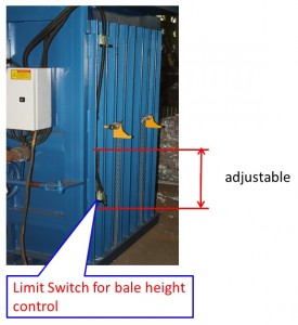 Adjust bale height by adjusting the limit switch